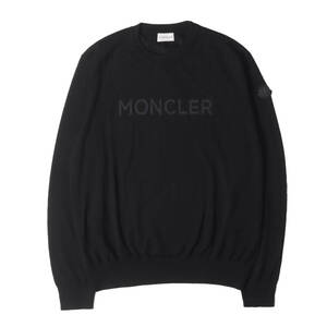 新品同様 MONCLER モンクレール ニット サイズ:M 24AW ロゴ ジャガード ハイゲージ ウール ニット (GIROCOLLO TRICOT) ブラック