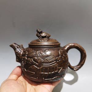 【超珍館蔵】紫砂壺 龍龜壺 顧景舟款 古銅砂 茶具 茶道品 置物 古賞物 古美術品 稀少珍蔵品