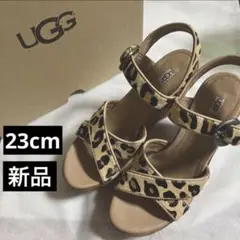 【未使用】ウェッジソールサンダル レオパード UGG アグ 23cm【匿名配送】