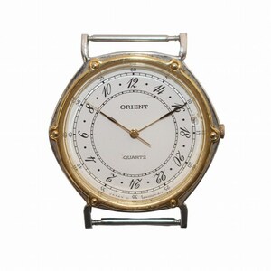 オリエント ORIENT ジャンク品 腕時計 ウォッチ クォーツ ラウンド 24時間 フェイスのみ ゴールド色 シルバー色 文字盤白 584002-70