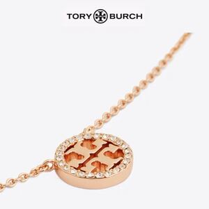 正規新品　TB023-04　Tory Burch トリーバーチ ミラー パヴェ ロゴ デリケート ネックレス　ゴールドピンク　大特価　セール