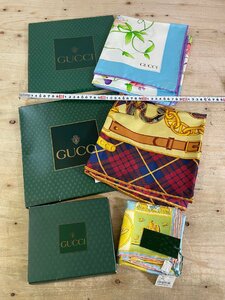 【長期保管品】3枚 まとめて ブランドスカーフ GUCCI 90cm×90cm 大判 グッチ タグ付きあり スカーフ