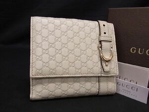 ■新品■未使用■ GUCCI グッチ 309755 マイクログッチシマ レザー 二つ折り 財布 ウォレット 札入れ 小銭入れ ライトグレー系 AS2522