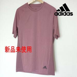 定価5490円新品(メンズM)レディースL相当 ★アディダス adidas バーガンディYOGAヨガ半袖Tシャツ/エアロレディ/トレーニング