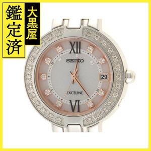 SEIKO　セイコー　ドルチェ・エクセリーヌ　腕時計　SWCW085　ステンレススチール　ピンク文字盤　8Pダイヤモンド　電波ソーラー【205】