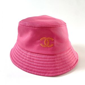 【中古】美品 シャネル CHANEL レディース ココマーク バケットハット ピンク コットン M