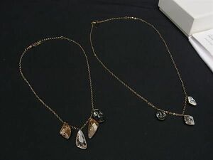 1円 ■美品■ ATELIER SWAROVSKI アトリエ スワロフスキー カラーストーン ネックレス アクセサリー 2点セット ゴールド系 FD0878