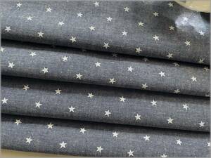 mets★5m*20Sダンガリープリント*スター星*navy*防縮加工*生地C3