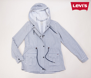 LEVI’S リーバイス ボーダー柄ウエスト紐付きジップアップブルゾン（M) マリン アウトドア