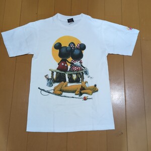 90s Mickey Disney ミッキー ディズニー ノーマンロックウェル ホワイト TシャツサイズS希少