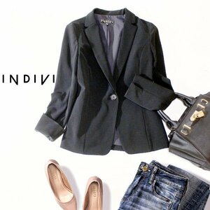 ☆☆ 美品 INDIVI インディヴィ ☆☆ 綺麗め スーツ生地 ジャケット 34号 XS 春 秋 合服 23A10