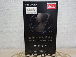 ②新品・未開封☆I-O DATA/アイ・オー・データ機器/HDD/ポータブルハードディスク/1.0TB/HDPX-UTA1.0K/全面アルミボディ/カクうす/ブラック