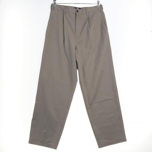 【中古】STUSSY 22SS Striped Volume Pleated Trouser 32 ベージュ ステューシー[240010449937]