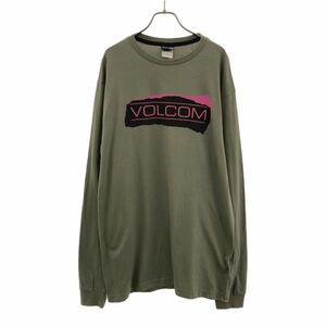 ボルコム ロゴプリント 長袖 Tシャツ L カーキ VOLCOM ロンT メンズ