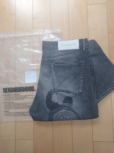 セール 未使用タグ付 23AW ネイバーフッド FADE DENIM PANTS ペイントデニム ブラック L