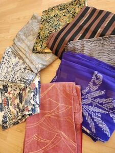 着物8枚 全て正絹 小紋 袷 単 しつけ糸あり 和服 ハンドメイド 生地 リメイク素材