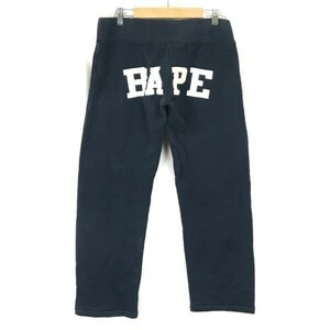 日本製★a bathing ape/アベイシングエイプ★コットン/イージーパンツ【メンズXS/股下74cm/紺×白/navy】ルームウェア/Trousers◆pBH368