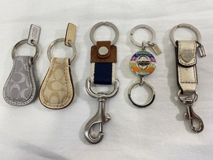 【中古・保管品】COACH キーリング ５コセット ／ シルバー ゴールド シグネチャー ターンロック マルチカラー キーホルダー 【8234】