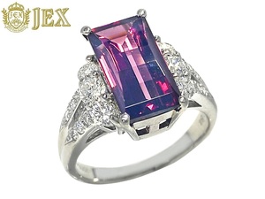 Rhodolite Garnet Pt900ロードライトガーネット ダイヤモンドリング NO.48755