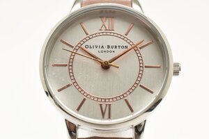 オリビアバートン シルバー文字盤 ピンク ラウンド クォーツ レディース 腕時計 OLIVIA-BURTON