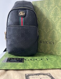 【極美品】グッチ GUCCI バッグ メンズ クロスボディバッグ グッチシマ ブラック