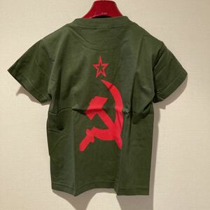 ★ロシアンレトロ★ソ連マーク鎌とハンマーTシャツ緑S★送料無料★