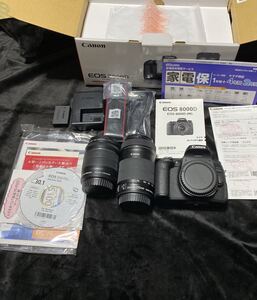 美品 Canon レンズキット EOS 8000D (W) ダブルズームキット 本体 一眼レフ カメラ EF-S 18-55 IS EF-S 55-250 STM キャノン レンズ ボディ