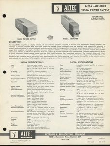 ALTEC 9470A/9550Aの回路図が掲載された英語資料 アルテック 管1683