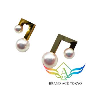 タサキ TASAKI バランスノート ピアス パール 真珠 K18 YG P4.0mm 6.5mm 3.2ｇ【BRAND ACE】 