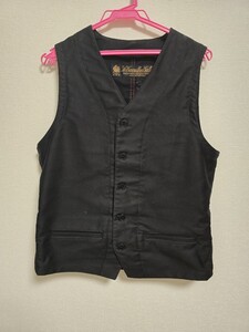 古着 ベスト 黒 サイズ3 ワークベスト ジレ ブラック L Vest