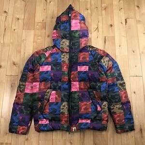 BAPE Crazy color camo ダウンジャケット Lサイズ a bathing ape full zip hoodie down jacket pink camo エイプ ベイプ パーカー yz8