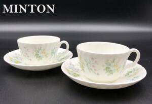 7703806-3【MINTON】FINE BONE CHINA/ミントン/ファインボーンチャイナ/ペアカップ＆ソーサー/カップ＆ソーサー/2客セット