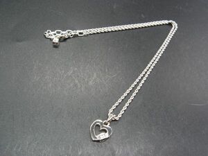 ■極美品■ NINA RICCI ニナリッチ ハート ラインストーン ネックレス ペンダント アクセサリー レディース シルバー系 DF0134