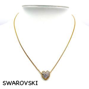 SWAROVSKI｜スワロフスキー ネックレス【アクティ】ハート ラインストーン ゴールドカラー ヴィンテージ アクセサリー ac1084