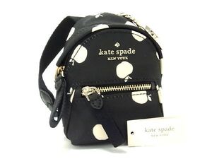 ■新品■未使用■ kate spade ケイトスペード K9147 ナイロン アップル柄 リュックサック キーホルダー キーリング ブラック系 BC4682sZ