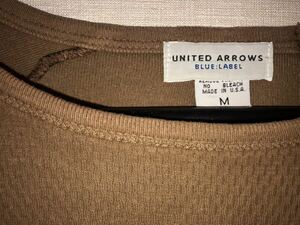 United Arrowa Blue Label ロンT 長袖 シャツ サイズM ブラウン 茶 ユナイテッドアローズ ワッフル カットソー USED古着 ビームス 即決