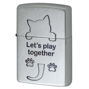 Zippo ジッポライター ネコ 猫 Cat 一緒に遊ぼう ユーズド仕上げ 銀メッキ CAT Series Let