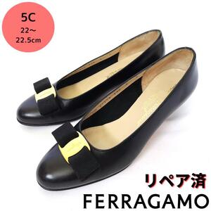 美品サルヴァトーレ・フェラガモ【Ferragamo】ヴァラ パンプス 黒