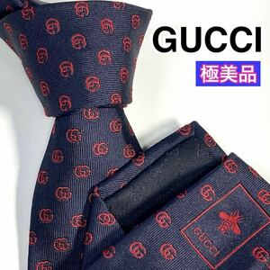 極美品 GUCCI グッチ ネクタイ 高級シルク　マーモント　GG 蜂