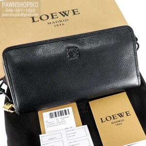 質イコー [ロエベ] LOEWE アマソナ アナグラム ロゴ ラウンドファスナー長財布 113N95.F13 レザー ブラック 中古