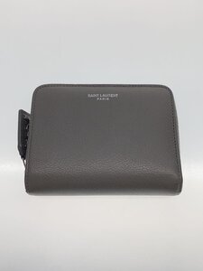 SAINT LAURENT◆2つ折り財布/レザー/GRY/レディース