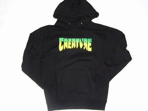 JB即決 CREATURE クリーチャー LOGO ロゴ プルオーバーフードスウェット パーカー 黒 Mサイズ　新品 PUNK SANTA CRUZ REAL