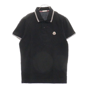 MONCLER モンクレール MAGLIA POLO MANICA CORTA ライン ワッペン 半袖ポロシャツ ブラック/ホワイト