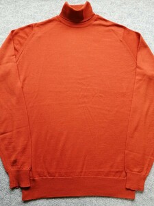 【未使用に近い】JOHN SMEDLEY ジョンスメドレー 30G メリノウール タートルネック ニット ANTHER RED