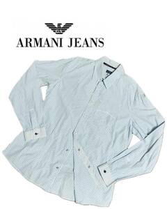 ARMANI JEANS】アルマーニジーンズ ストライプシャツ スナップボタン 長袖シャツ ストライプ