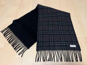 BURBERRY　バーバリー　マフラー　カシミア100% 　未使用品 チャコールxブラック　現行モデル　定価92400円　送料無料!!