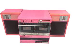 i037 Technics テクニクス SA-K3W システムコンポ TV/FM/AM STEREO DOUBLE CASSETTE RECEIVER レコードプレーヤー SL-F1C 昭和レトロ 