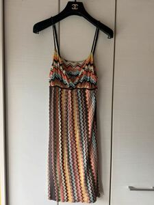 【新品未使用】MISSONI ミッソーニ TARGETコラボ　イタリア製 リネンコットン 首紐 膝丈ワンピース　マルチカラー　M　TRAVEL　ビーチ