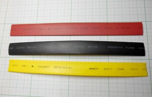 管理番号＝3M077　　　熱収縮チューブ　　　φ10mm　　　赤黒黄色　　　各1本(計3本）セット
