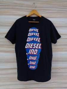 1656【本州のみ送料無料】DIESEL ディーゼル　メンズトップス　半袖Tシャツ　ブラック　プリント　Lサイズ